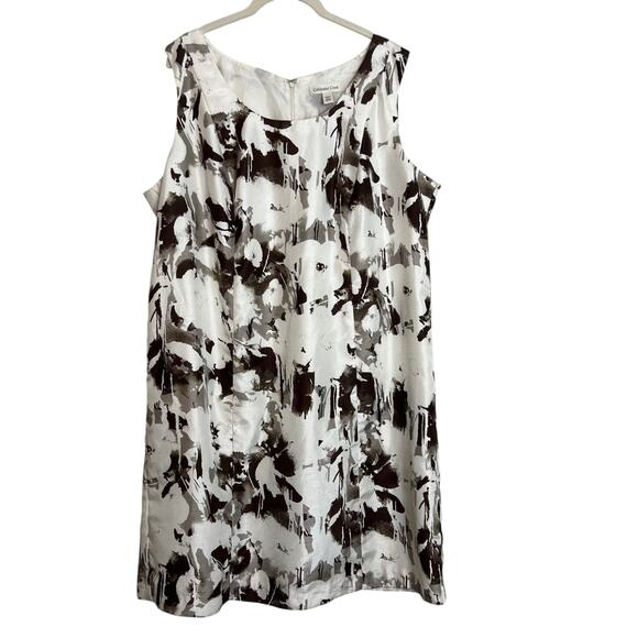 Coldwater Creek Womens Dress 18W White Brown Gray Abstract Floral Sleeveless USA - Picture 1 of 7